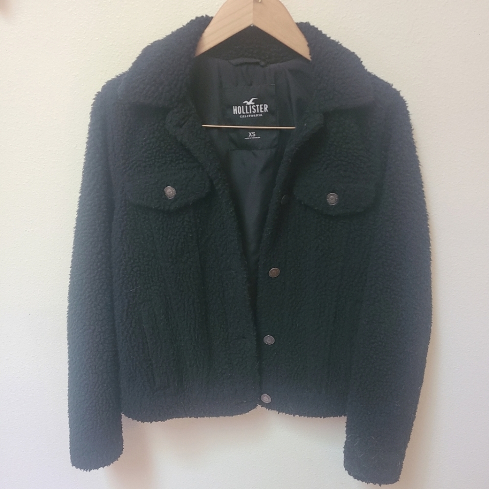 Hollister Women's Teddy Sherpa Trucker Jacket Black Size XS - Picture 6 of 6